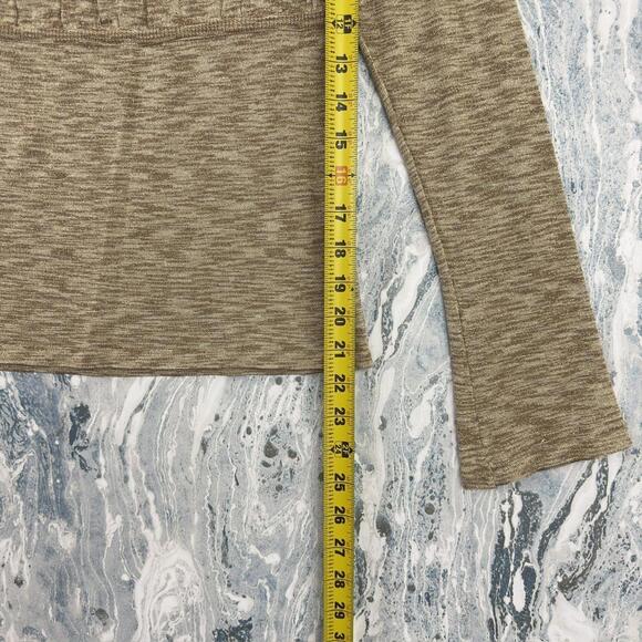 Fairy Boho Cottage Preppy Gold Tan Ribbed Long Sleeve Top (S) - Picture 5 of 7